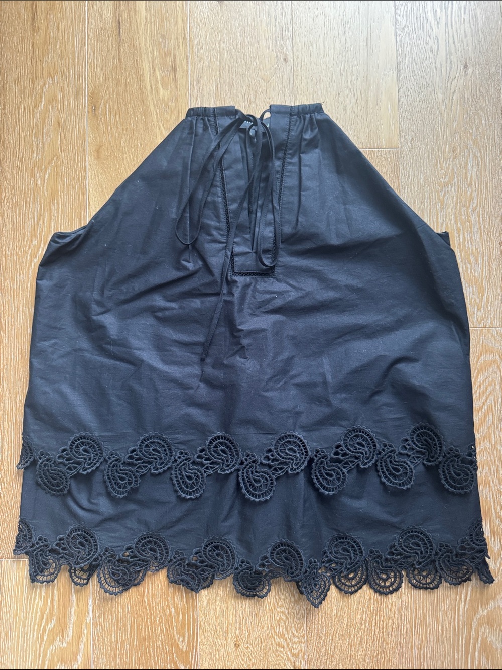 Thakoon Black Lace-Trim Halter Mini
